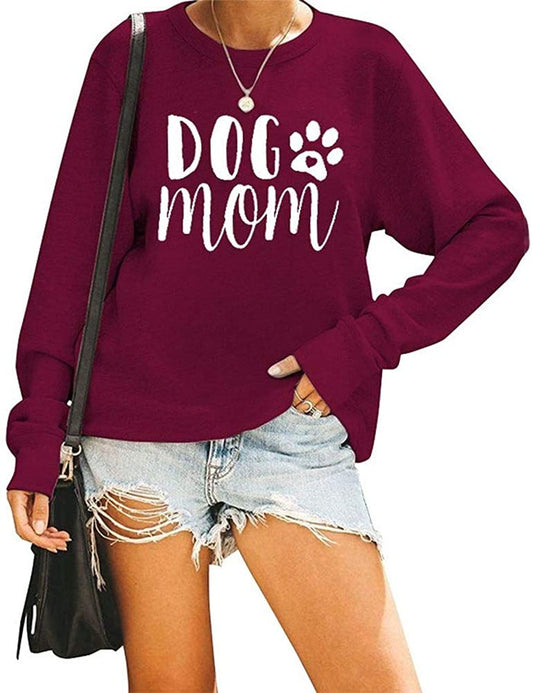 Women Dog Mom Sweatshirts Long Sleeve Shirt Blouse