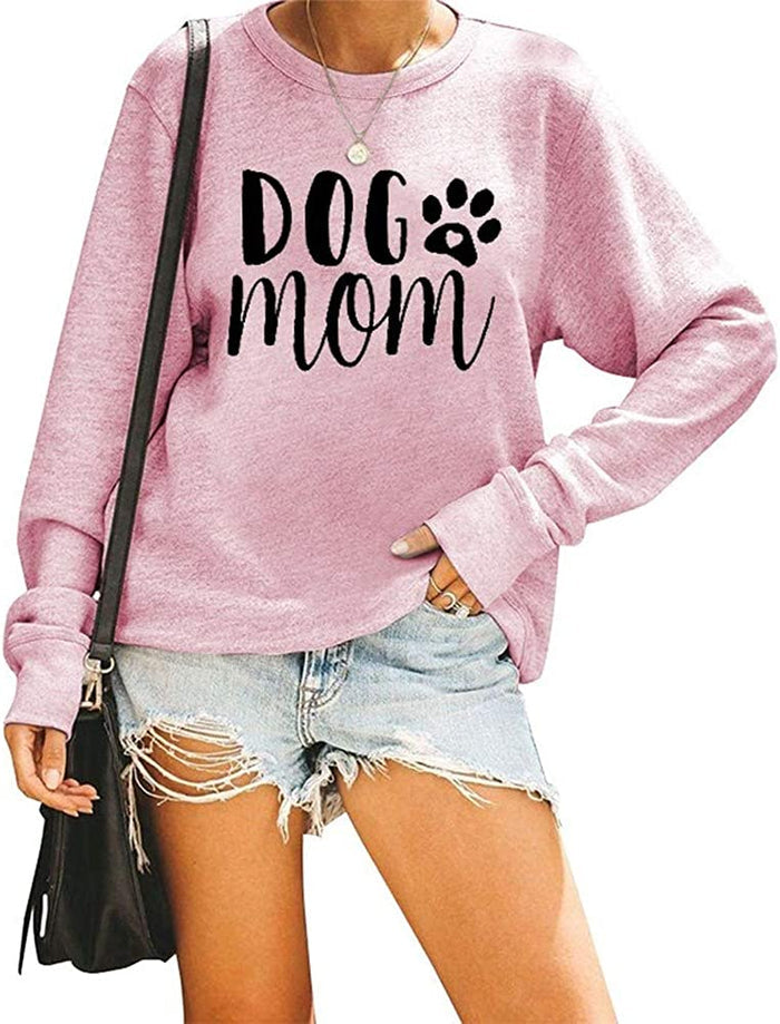 Women Dog Mom Sweatshirts Long Sleeve Shirt Blouse