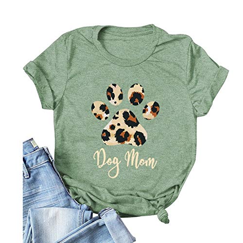 Women Dog Mom T-Shirt Paw Print Shirt Dog Lover Gift