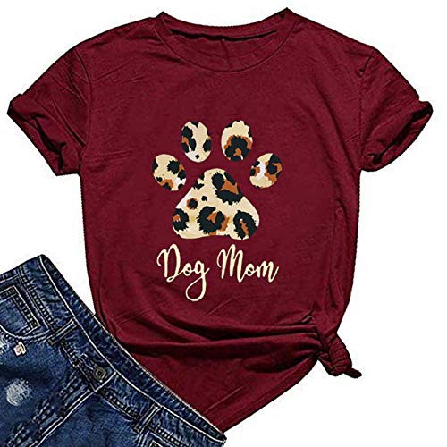 Women Dog Mom T-Shirt Paw Print Shirt Dog Lover Gift