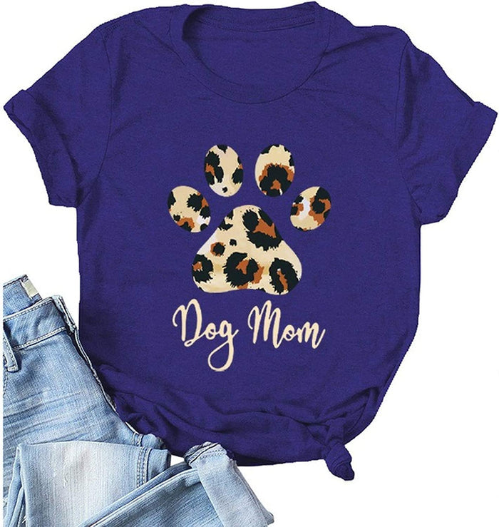 Women Dog Mom T-Shirt Paw Print Shirt Dog Lover Gift
