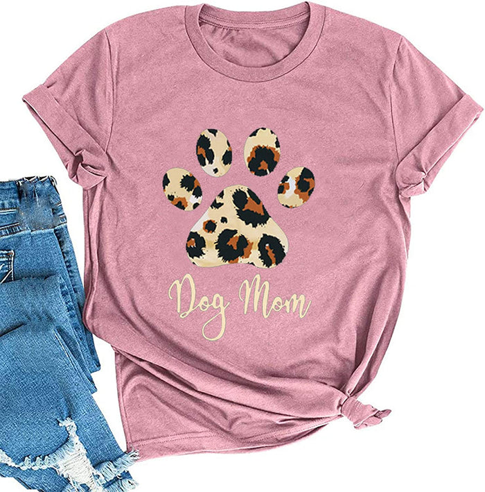 Women Dog Mom T-Shirt Paw Print Shirt Dog Lover Gift
