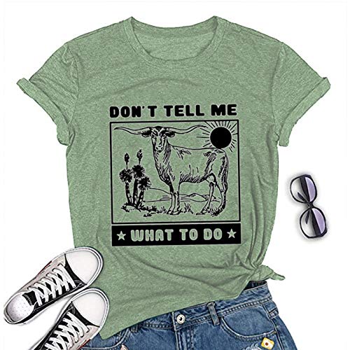 Women Don't Tell Me What to Do Funny Heifer T-Shirt Cow Graphic Shirt