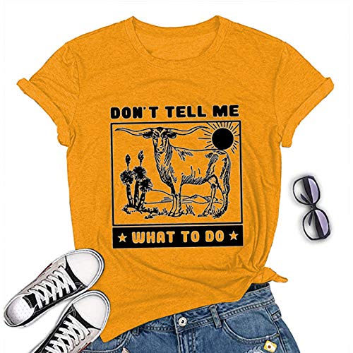 Women Don't Tell Me What to Do Funny Heifer T-Shirt Cow Graphic Shirt