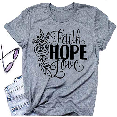 Women Faith Hope Love Flower T-Shirt