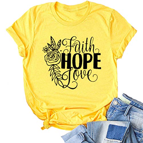 Women Faith Hope Love Flower T-Shirt