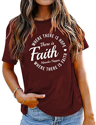Women Faith Tee Shirt Where There is Hope There is Faith T-Shirt Hope Faith Miracles Shirt