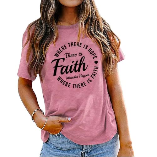 Women Faith Tee Shirt Where There is Hope There is Faith T-Shirt Hope Faith Miracles Shirt