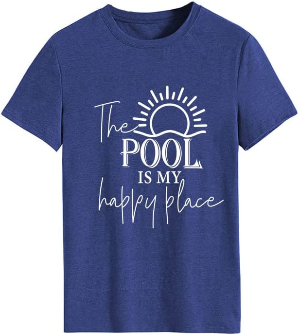 Women Family Trip T-Shirt The Pool is My Happy Place Summer Trip Tee