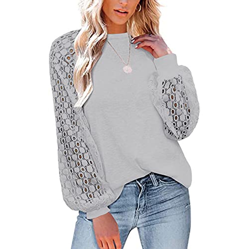 Women Fashion Tops Grace Stitching Round Neck Long-Sleeved Shirt