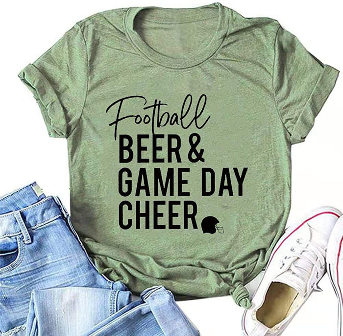 Women Football Beer & Game Day Cheer T-Shirt