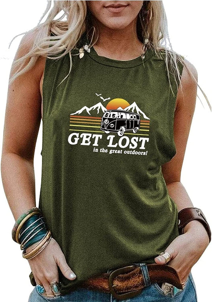 Women Get Lost in The Great Outdoors T-Shirt Camping Graphic Shirt