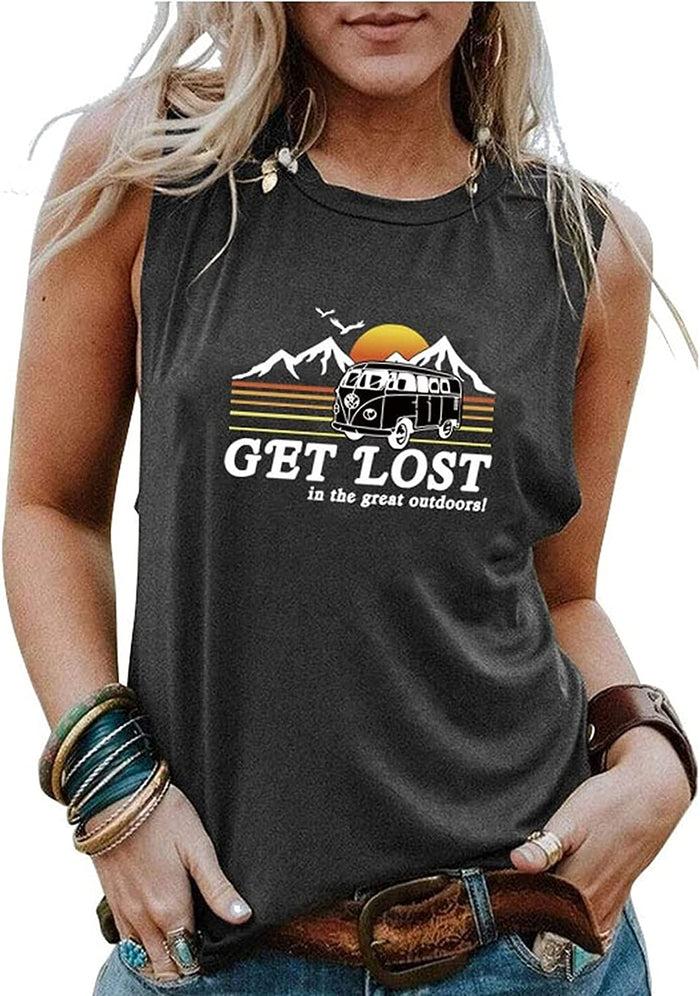 Women Get Lost in The Great Outdoors T-Shirt Camping Graphic Shirt