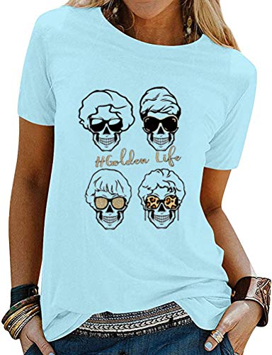 Women Golden Life Leopard Skull Sunglasses T-Shirt