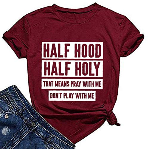 Women Half Hood Half Holy T-Shirt Pray with Me Don't Play with Me Shirt