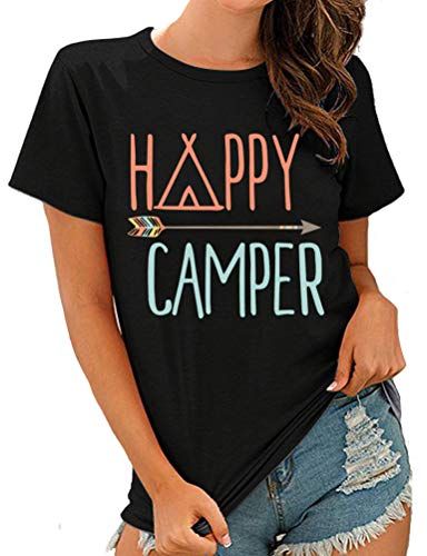 Women Happy Camper T-Shirt Camping Shirt