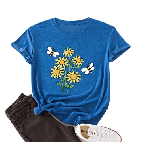 Women Happy Daisy Bees Cute Shirt Bee Kind Flower Tshirt