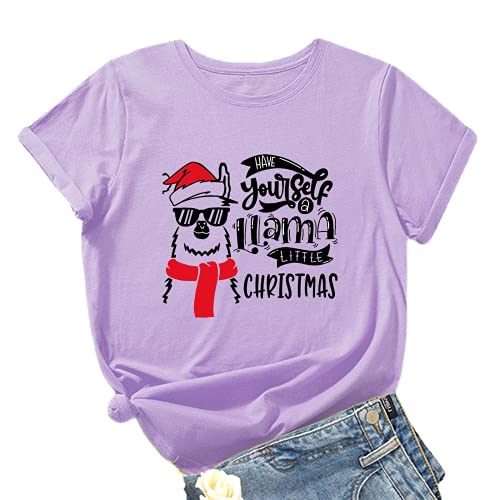 Women Have Yourself A Llama Little Christmas T-Shirt Cute Christmas Shirt