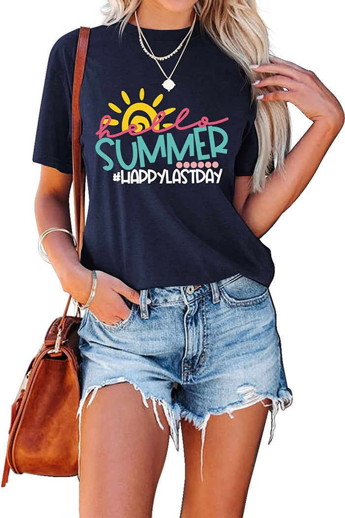 Women Hello Summer Happy Last Day of School Tees Shirt