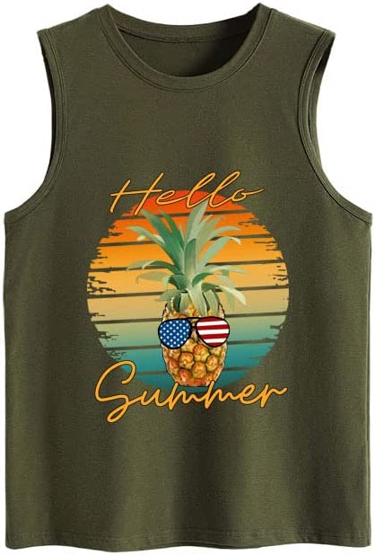 Women Hello Summer Pineapple Tank Tops