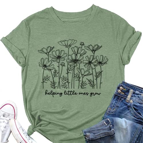 Women Helping Little Ones Grow Flower T-Shirt