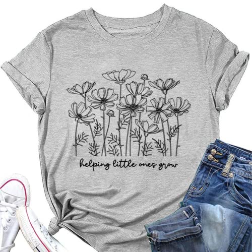 Women Helping Little Ones Grow Flower T-Shirt