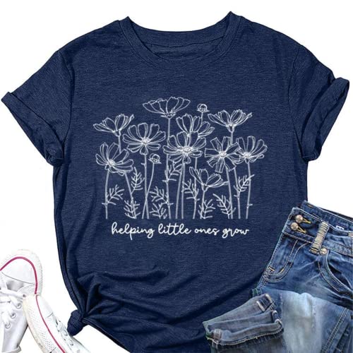 Women Helping Little Ones Grow Flower T-Shirt