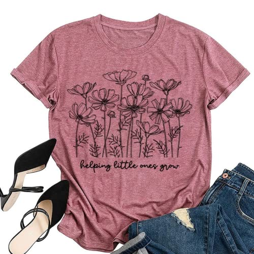 Women Helping Little Ones Grow Flower T-Shirt