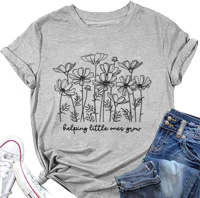 Women Helping Little Ones Grow Flower T-Shirt