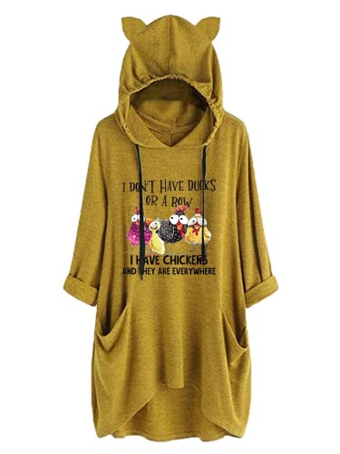 Women I Don't Have Ducks or A Row I Have Chickens Hoodie with Pockets