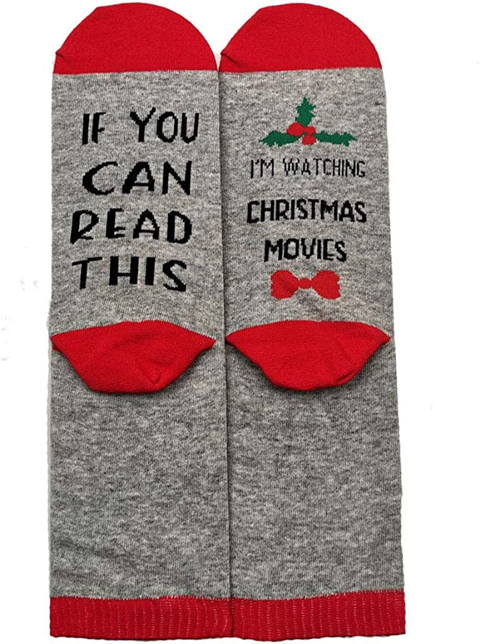 Women If You Can Read This I'm Watching Christmas Movies Funny Socks
