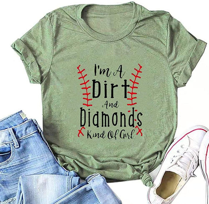 Women I’m A Dirt & Diamonds Kind of Girl T-Shirt Baseball Shirt