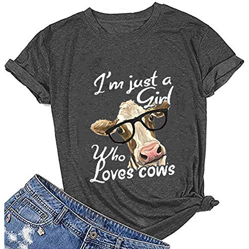 Women I'm Just A Girl Who Loves Cows T-Shirt Cute Cow Lover Shirt