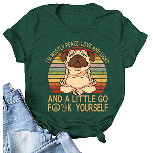 Women I'm Mostly Peace Love and Light T-Shirt Funny Yoga Shirt