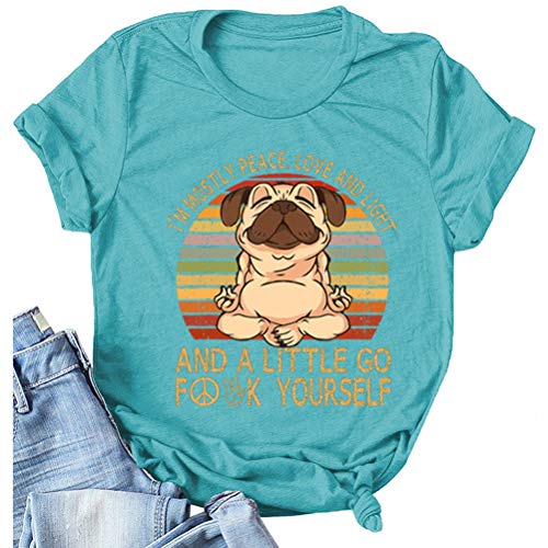 Women I'm Mostly Peace Love and Light T-Shirt Funny Yoga Shirt