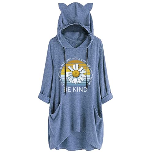 Women In A World Where You Can Be Anything Be Kind Shirt Blouse with Cat Ears Pockets