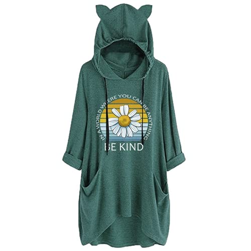Women In A World Where You Can Be Anything Be Kind Shirt Blouse with Cat Ears Pockets