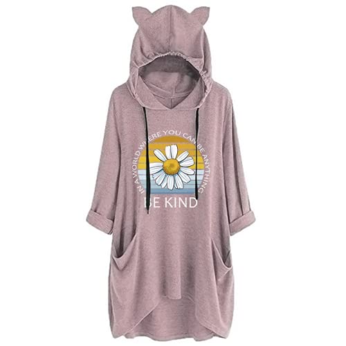 Women In A World Where You Can Be Anything Be Kind Shirt Blouse with Cat Ears Pockets