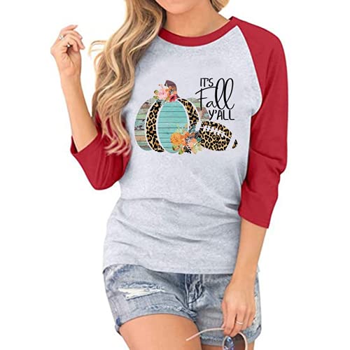 Women It's Fall Y'all Shirt 3/4 Raglan Sleeves Halloween Shirt