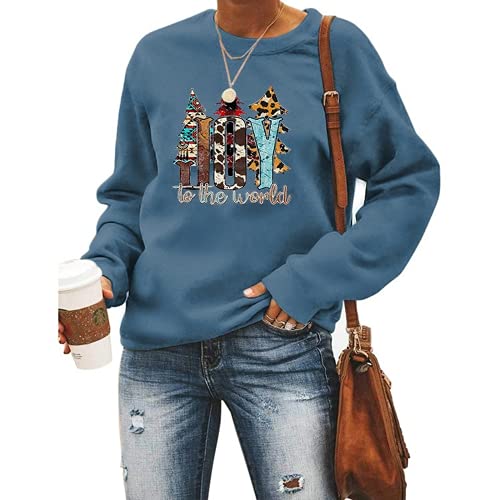 Women Joy To The World Graphic Sweatshirt Buffalo Plaid Christmas Shirt