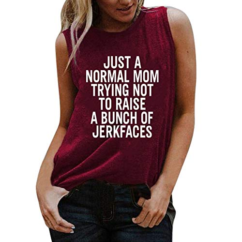 Women Just a Normal Mom Trying Not to Raise A Bunch of Jerkfaces T-Shirt Funny Mom Graphic Shirt