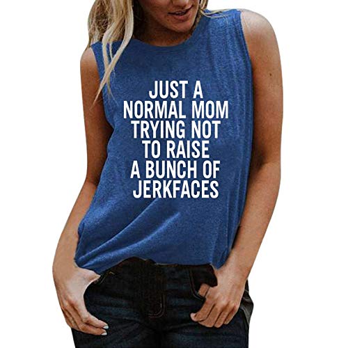 Women Just a Normal Mom Trying Not to Raise A Bunch of Jerkfaces T-Shirt Funny Mom Graphic Shirt