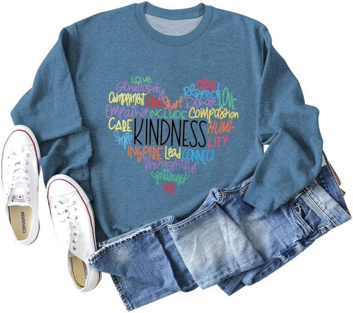 Women Kindness Love Heart Sweatshirt Long Sleeve Shirt