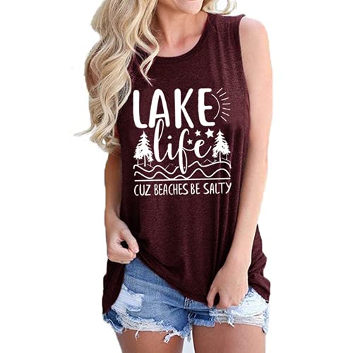 Women Lake Life Cuz Beaches Be Salty Funny Shirt Lake Life Graphic Shirt