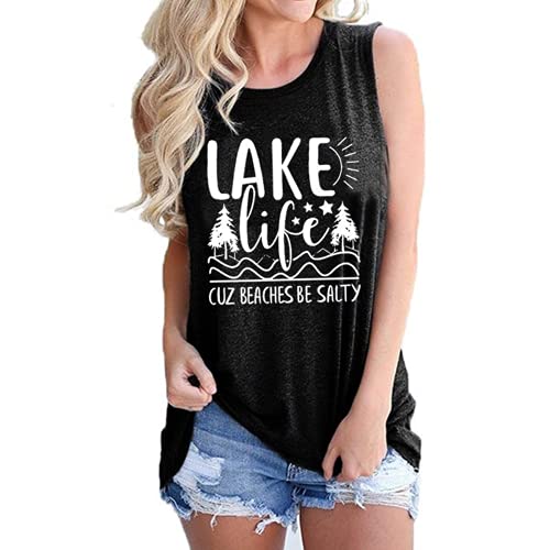 Women Lake Life Cuz Beaches Be Salty Funny Shirt Lake Life Graphic Shirt