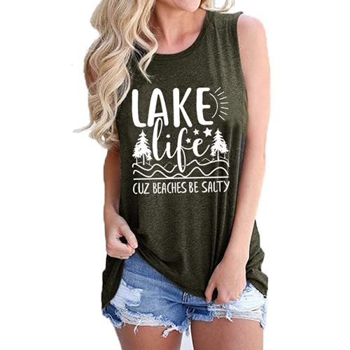 Women Lake Life Cuz Beaches Be Salty Funny Shirt Lake Life Graphic Shirt