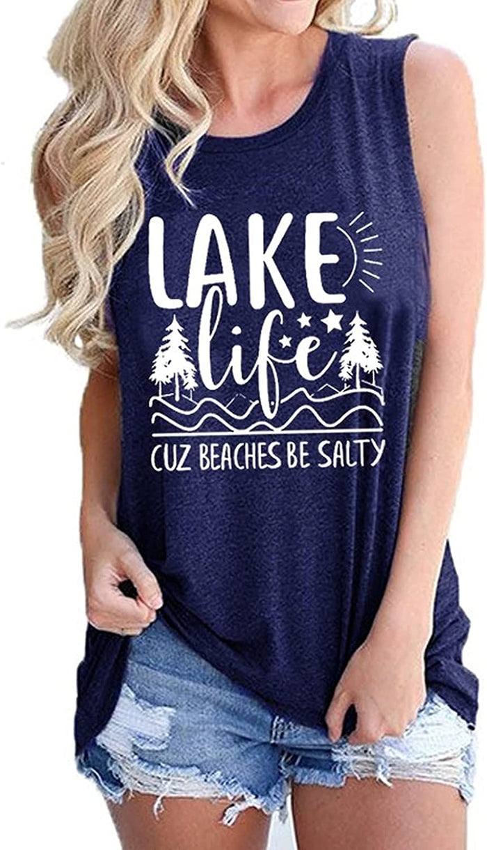 Women Lake Life Cuz Beaches Be Salty Funny Shirt Lake Life Graphic Shirt