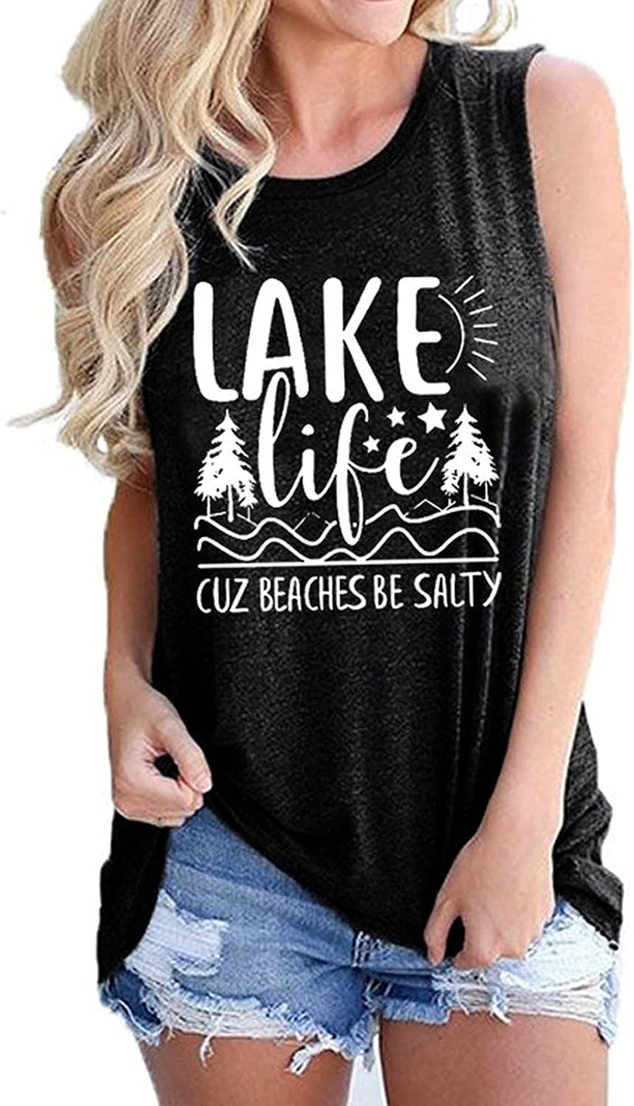 Women Lake Life Cuz Beaches Be Salty Funny Shirt Lake Life Graphic Shirt