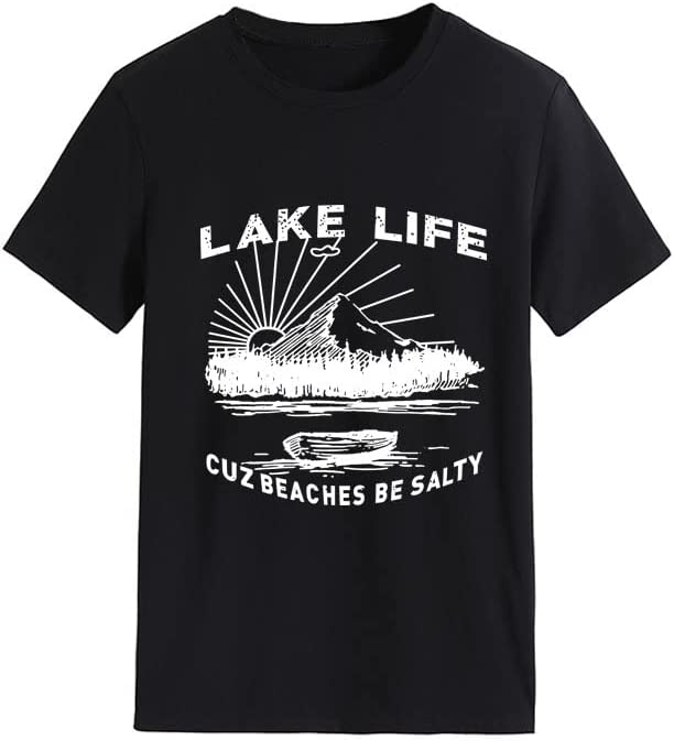 Women Lake Life Shirt Cuz Beaches Be Salty Tees Tops