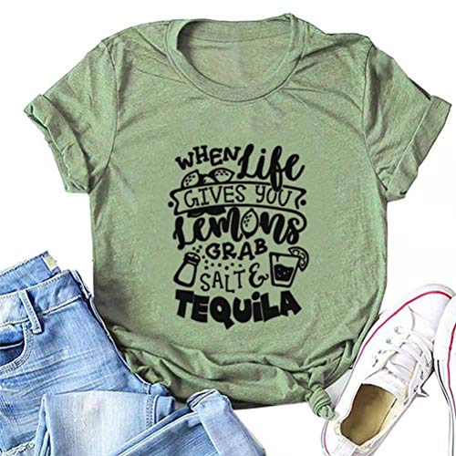 Women Lemon Shirt When Life Gives You Lemons Grab Salt & Tequila T-Shirt